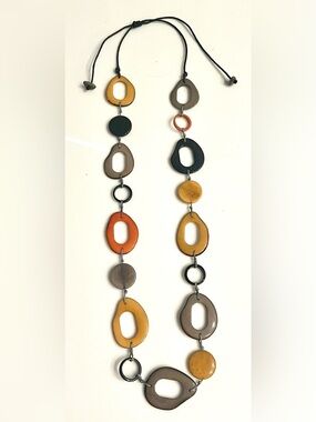 Tagua Nut Necklace with Multicolor Links